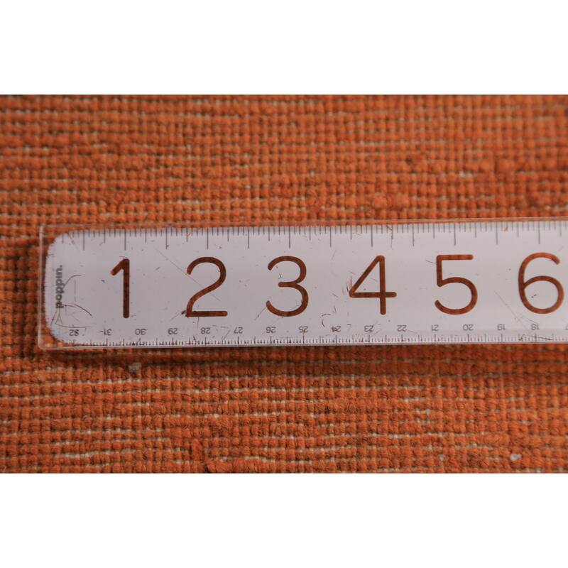 Orange Gabbeh Modern Area Rug Hand-Knotted Solid Wool Carpet - 6'8" x 9'7"
