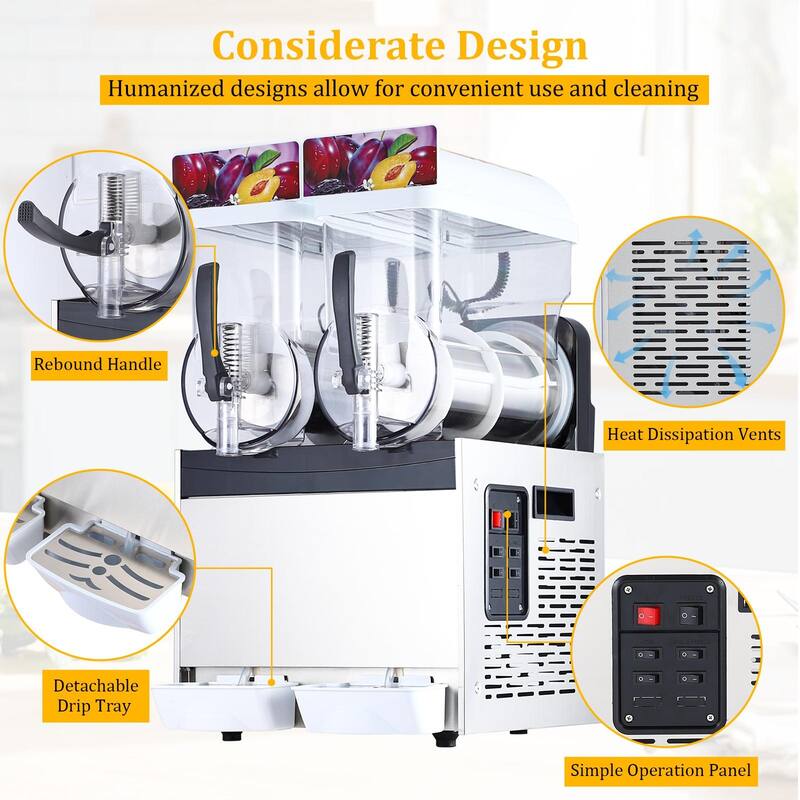 Commercial Slushy Machine, 30L/8 Gal, Self-Cleaning, for Margaritas, alcoholic beverages, smoothies, and soft ice cream