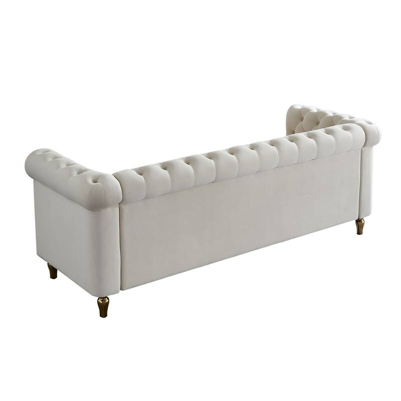 84.65" Chesterfield Velvet 3-Seater Sofa