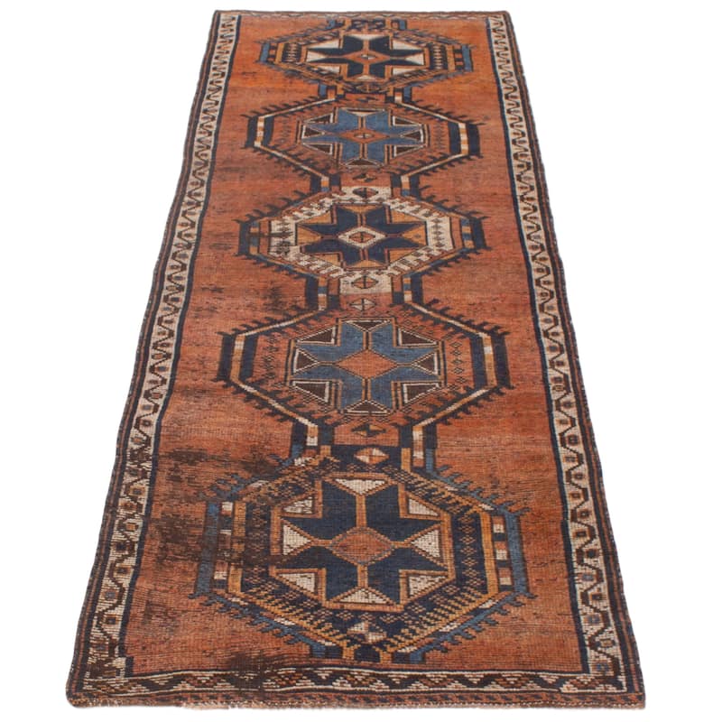 ECARPETGALLERY Hand-knotted Melis Vintage Copper Wool Rug - 3'10 x 11'3