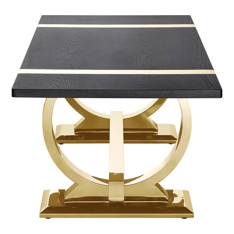 Furniture of America Carra Modern 3-Piece Stainless Steel O-Shaped Trestle Base Coffee Table Set
