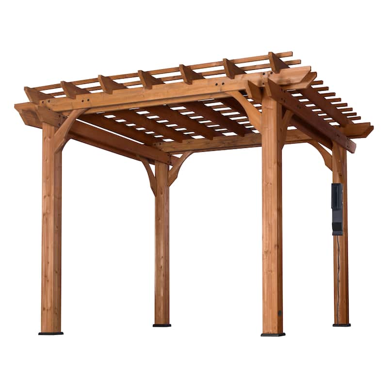 Backyard Discovery Beaumont 10'x10' Cedar Wood Pergola w/ Trellis Roof