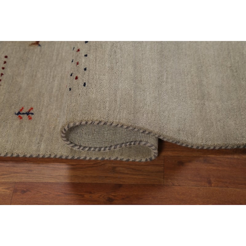 Little Animals Tribal Gabbeh Area Rug Hand-Knotted Wool Carpet - 4'7"x 6'6"