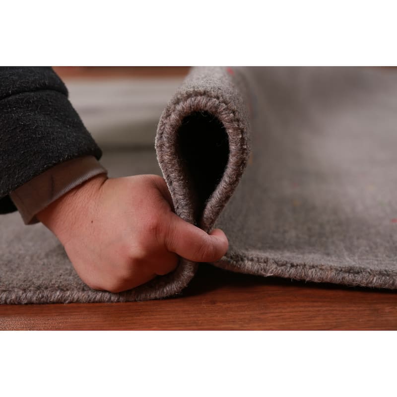 Grey Gabbeh Area Rug Hand-Knotted Wool Carpet - 7'9" x 9'11"