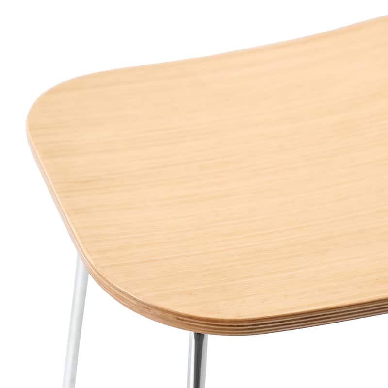 Melrose Modern Wood Saddle Seat Counter Stool by Set of 2 LeisureMod - 26"
