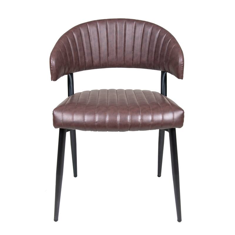 Modern 2 Piece PU Leather Dining Chair with Curved Backrest Metal Legs for Dining Room Kitchen Living Room Bedroom