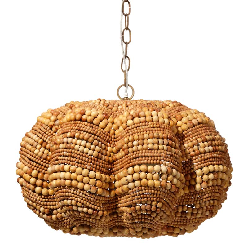Jamie Young Clamshell Wood Beaded 4-Light Chandelier - Multi - Small