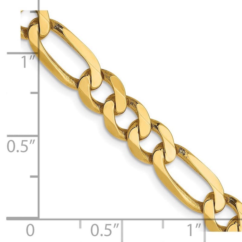 Curata 14k Yellow Gold Polished Lobster Claw Closure 6.25mm Flat Figaro Bracelet