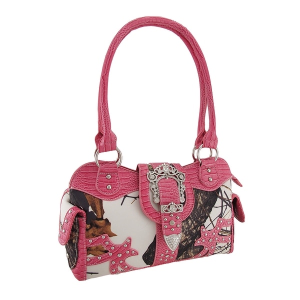 Mossy Oak Camouflage Purse Rhinestone Buckle Mock Croc Trim Mossy Oak Camouflage Purse Rhinestone Buckle Mock Croc Trim