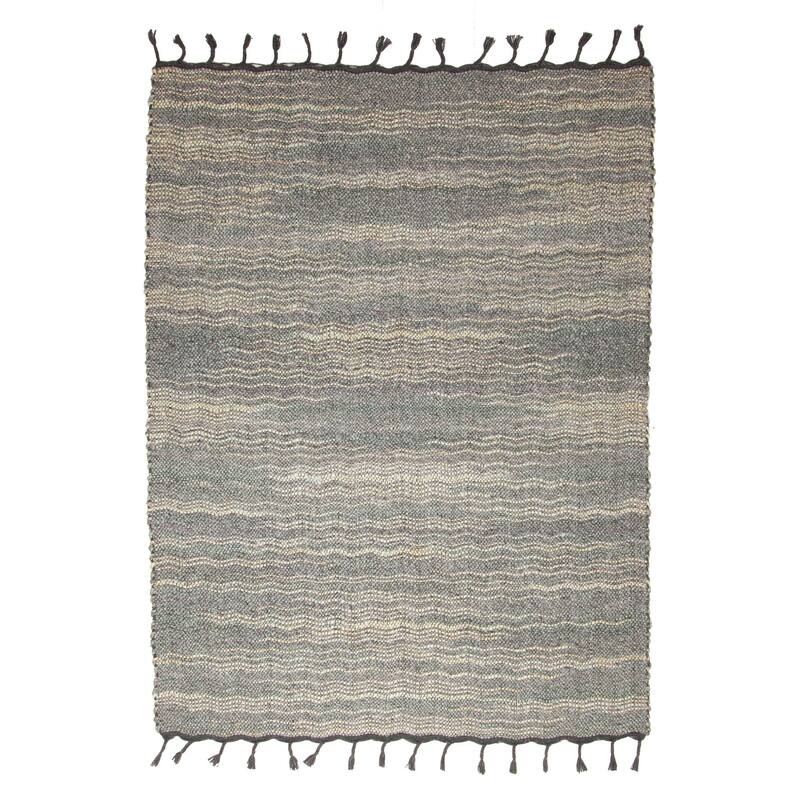 ECARPETGALLERY Braid weave Sienna Grey Wool Rug - 5'7 x 7'6
