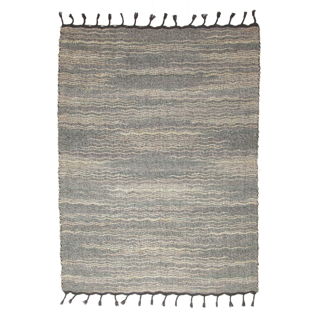 ECARPETGALLERY Braid weave Sienna Grey Wool Rug - 5'7 x 7'6