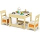 preview thumbnail 7 of 5, 3-in-1 Kids Table and Chair Set Wooden Activity Table with Chairs Natural