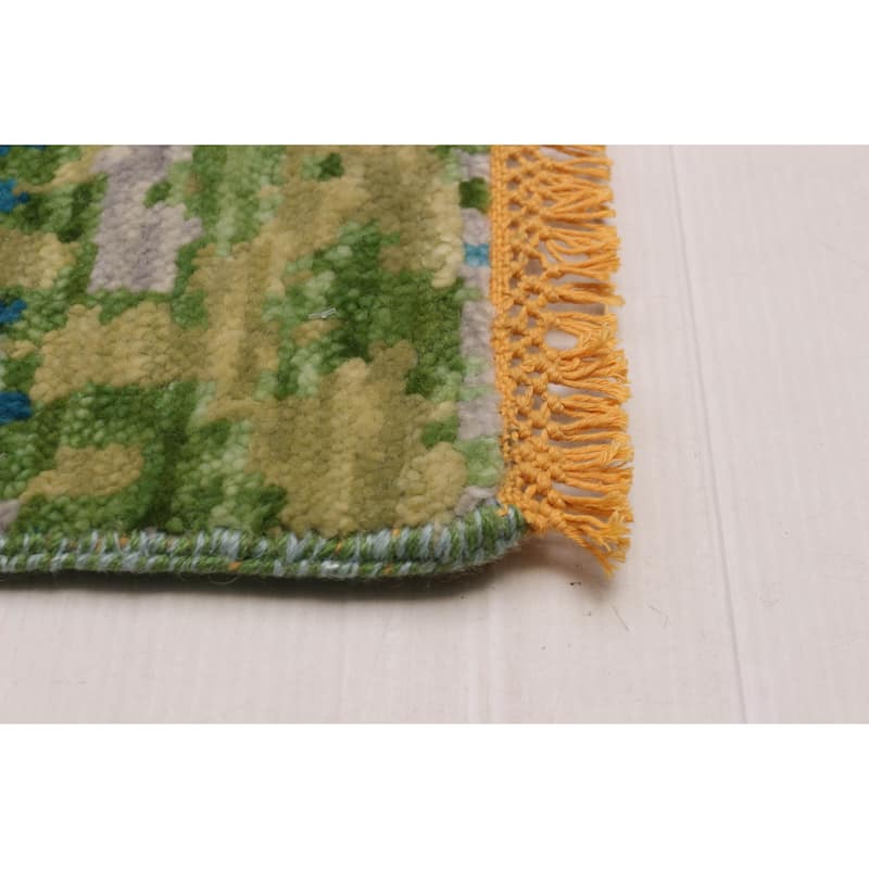 ECARPETGALLERY Hand-knotted Mystique Dark Blue, Olive Wool Rug - 9' 1" x 11' 10"