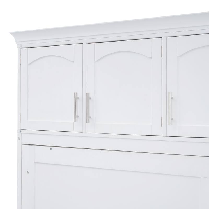 Modern Style Multi-function Murphy Bed with Top Cabinets for Small Apartment or Studio