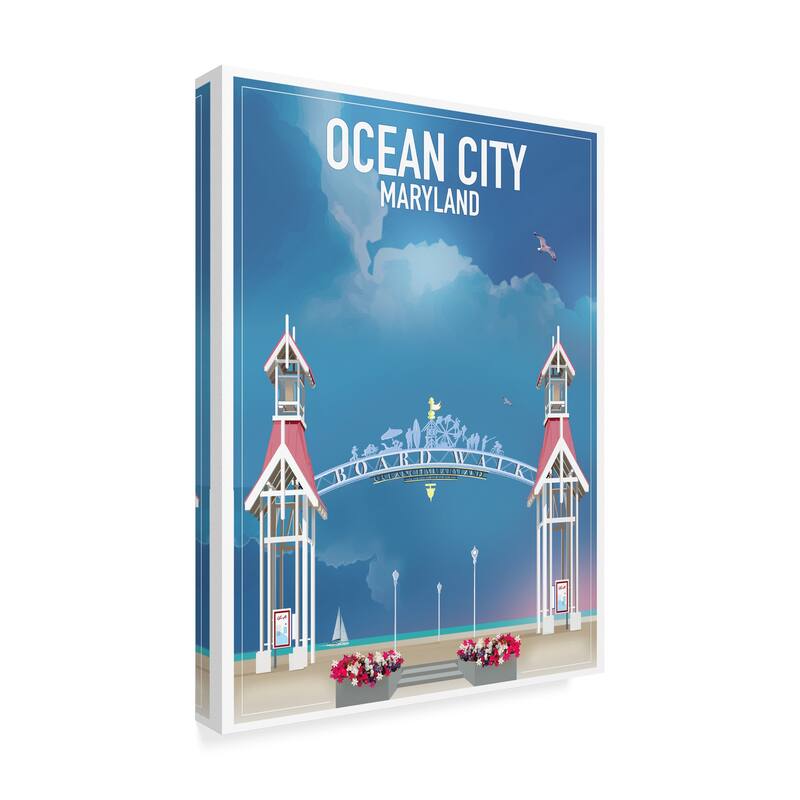 Old Red Truck 'Ocean City Maryland' Canvas Art