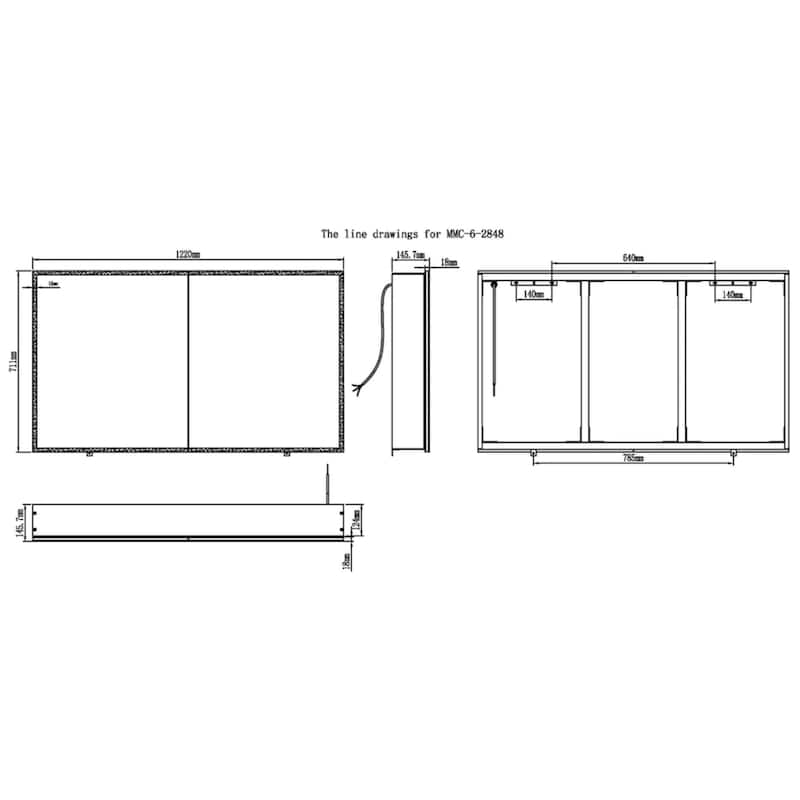 Modern Mirrors Cassini II LIGHTED Bathroom Cabinet Vanity Mirror - 28*48