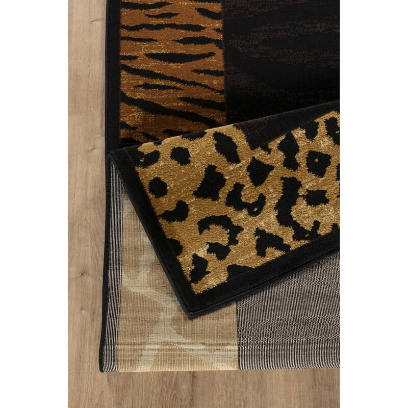 Black 2 ft. x 3 ft. Animal Print Luxury Area Rug, 0.43 Pile Height – Sophisticated Warmth for Any Room - 6' x 7'