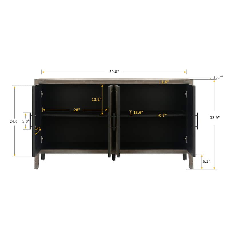 4 Door Wooden Twill Sideboard