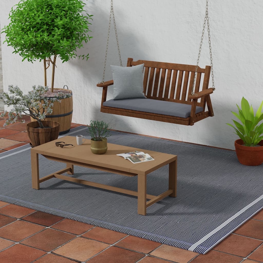 Sunbrella 48" x 18" Charcoal Solid Outdoor Bench Cushion with Ties - 18'' L x 48'' W x 3.5'' H
