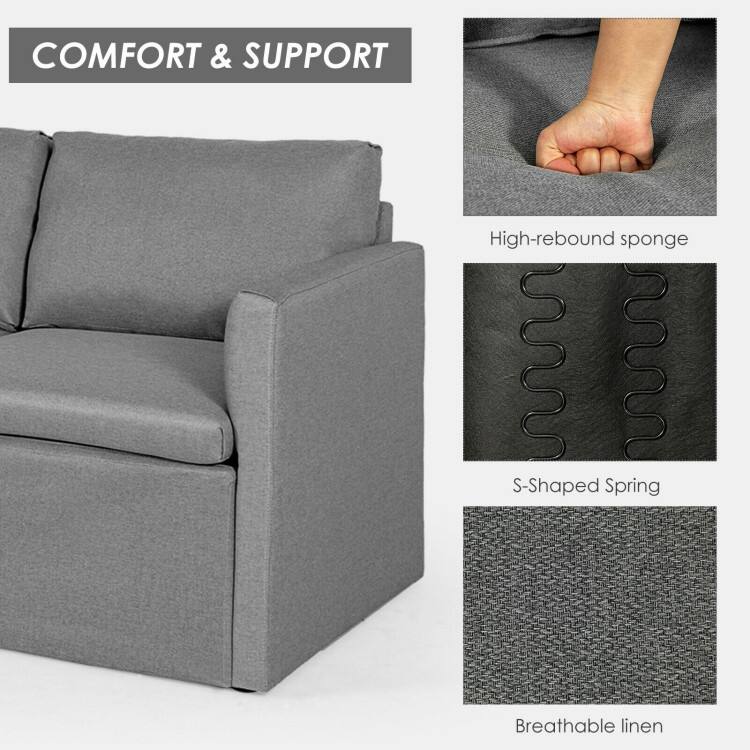 Convertible L-Shaped Sectional Sofa Couch with Reversible Chaise - 75.5" x 58.5" x 31.5" (W x D x H)