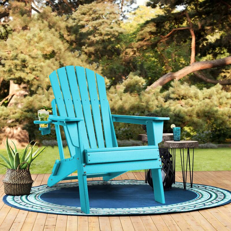 Vrakae Folding Adirondack Chair with Cup Holder