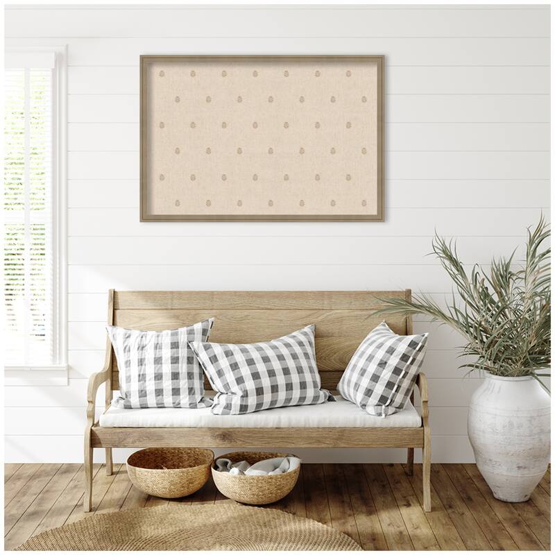 Kate and Laurel Pinboard Beige Botanical Block Print