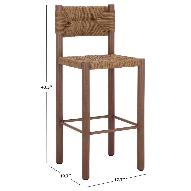 SAFAVIEH Couture Outdoor Patio Furniture Romona 30-inch Barstool, Fully Assembled (Set of 2) - 18"W x 20"D x 43"H