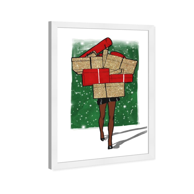 Wynwood Studio Prints Fashion and Glam Holiday Gifts Galore Green and Metallic Green Glam Wall Art Canvas Print