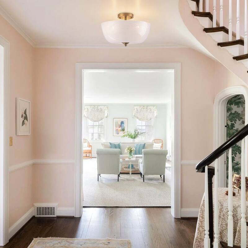 Mid-Century Modern 3-Light Round Opal Glass Semi Flush Mount 14.8in