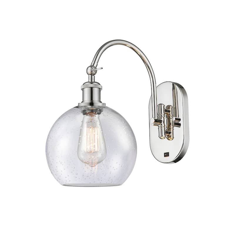 Innovations Lighting 518-1W-14-8 Athens Sconce Athens 14" Tall Wall - Polished Nickel / Seedy