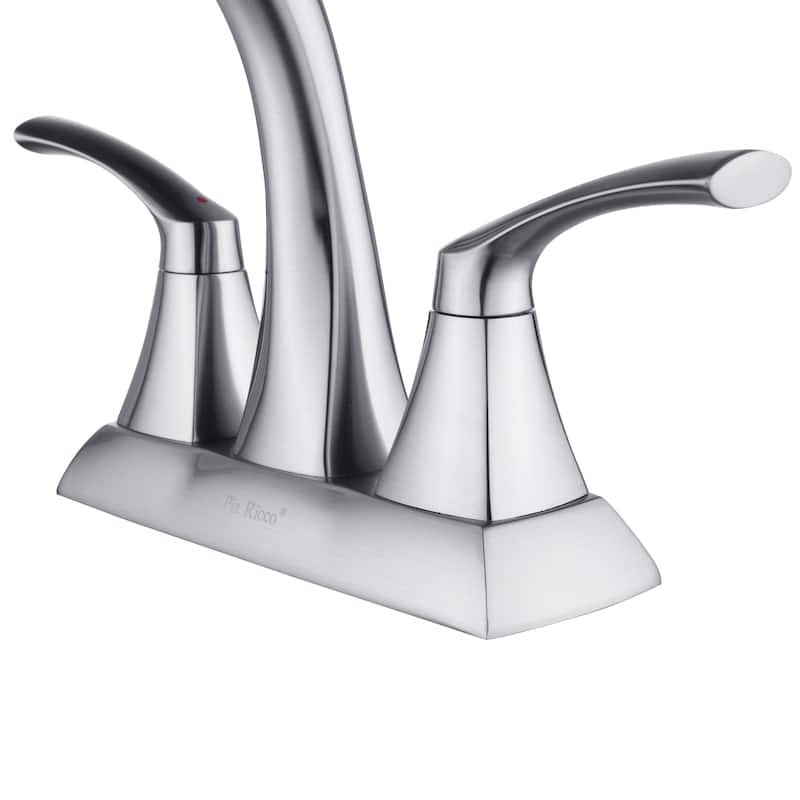 2-Handle Brushed Nickel Centerset Bathroom Sink Faucet with Drain Assembly