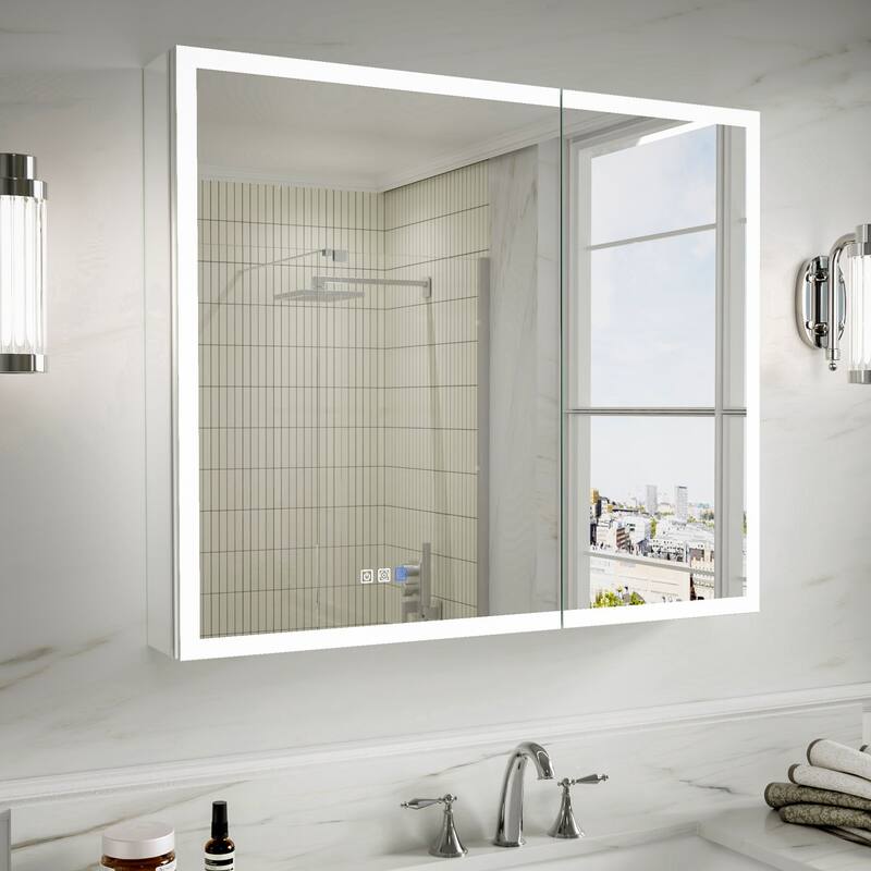 Modland 36"-48"W x 30"H LED Bathroom Medicine Cabinet Dimmable Anti-Fog,Recessed or Surface Mount