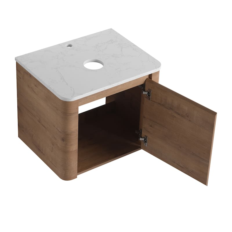 24'' Wall-Mounted Bathroom Vanity & 1-Soft-Close Door, KD-Packing, Plywood (Vanity Only, Excluding Sink)