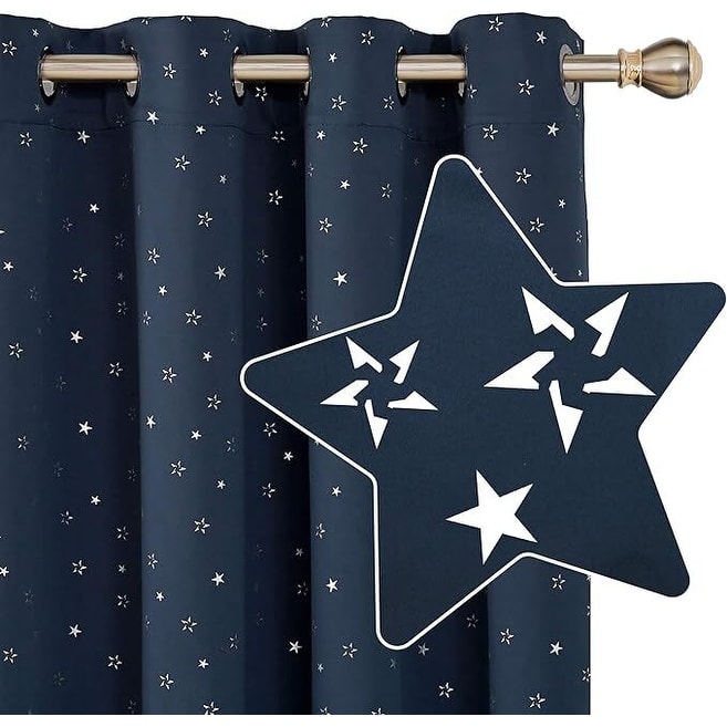 Silver Star Room Darkening Grommet Curtains 2 Panels