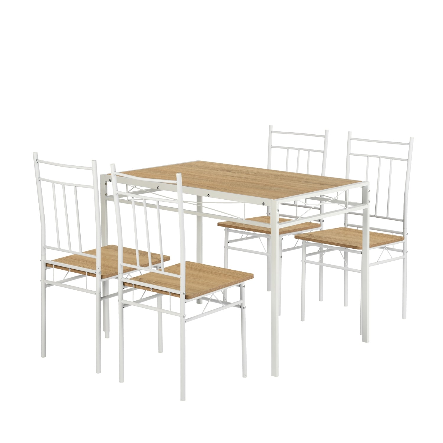 FurnitureR 5-Piece Dining Table Set for 4, Modern Kitchen Dinette Set with Metal Frame