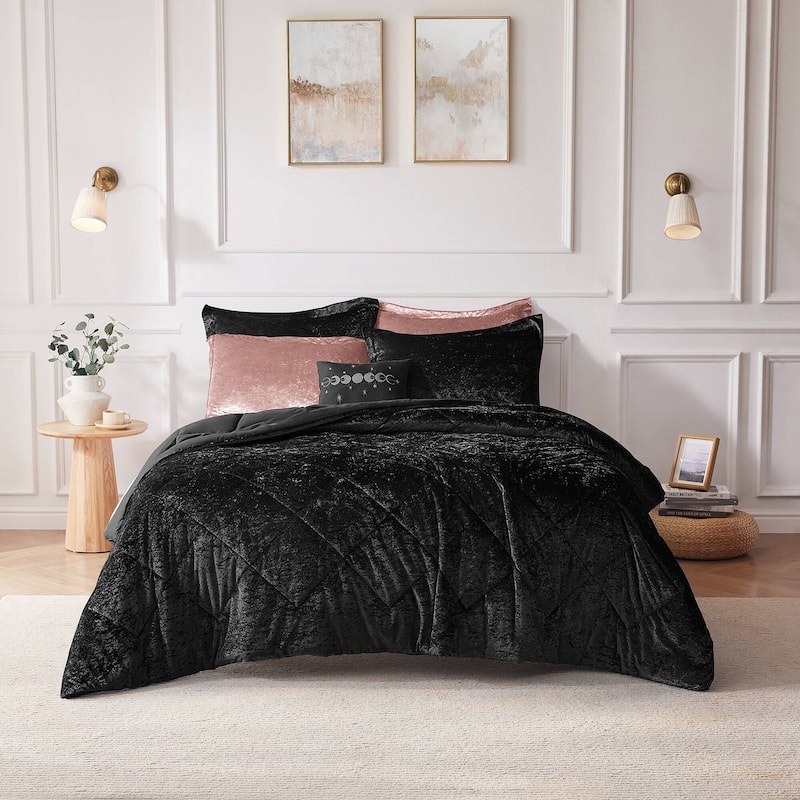 Intelligent Design Isabel Velvet Comforter Set - Black - King