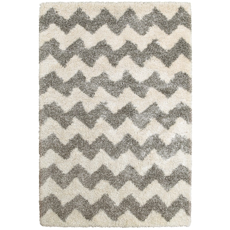 Style Haven Harrison Chevron Stripes Plush Shag Rug - 5' 3" x 7' 6" - Runner/Rectangle
