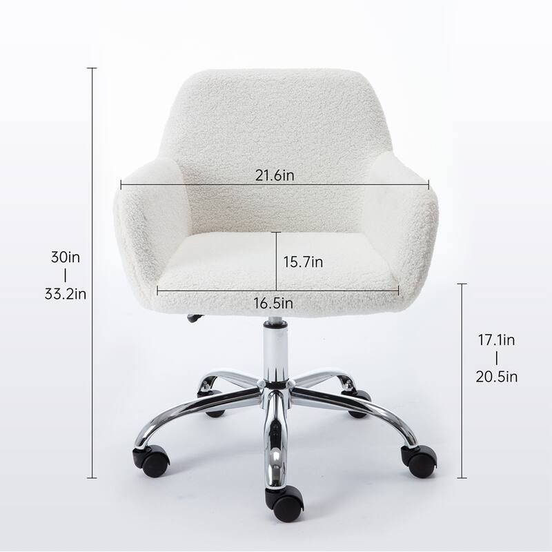 Faux Fur Home Office Chair,Fluffy Fuzzy Comfortable Makeup Vanity Chair ,Swivel Desk Chair Height Adjustable Dressing Chair