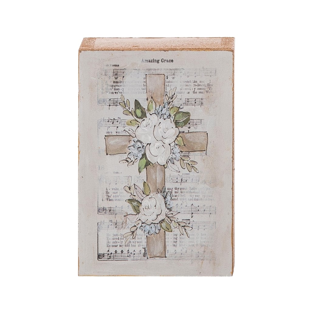 Transpac Wood Block Sheet Music Amazing Grace Home Decorations Easter