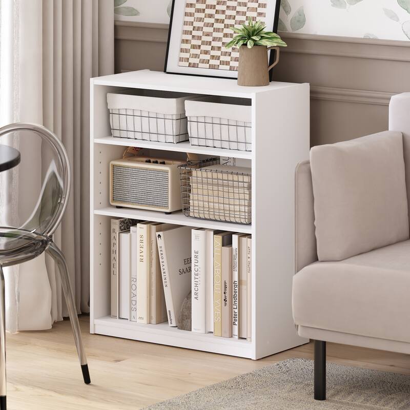 Furinno Gehry 3-Tier Bookcase, Bookshelf with Adjustable Shelves, Amber Pine