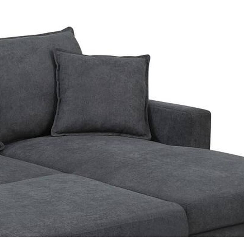 84 Inch Reversible Sleeper Sectional Sofa with Storage Chaise, Modern, Gray