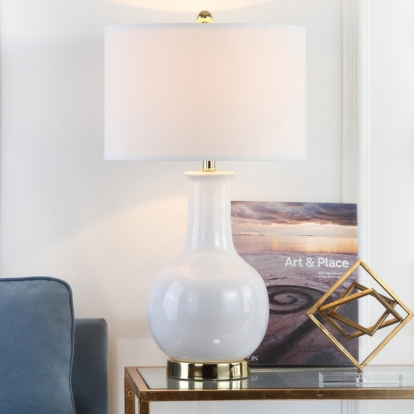 Safavieh Lighting 27-inch Louvre White Table Lamp - 15"x15"x27.5". Opens flyout.