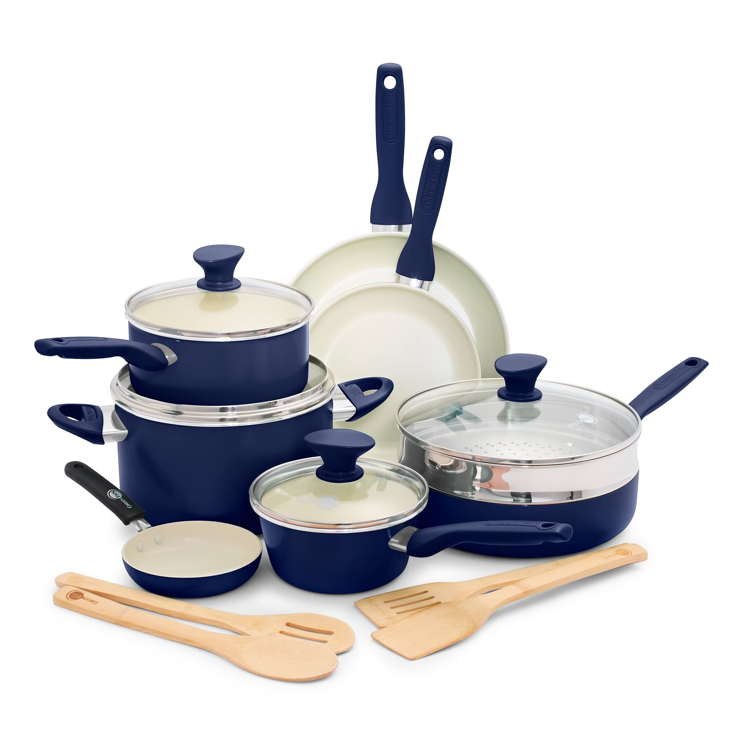 Ceramic Nonstick 16 Piece Cookware Pots and Pans Set, PFAS-Free