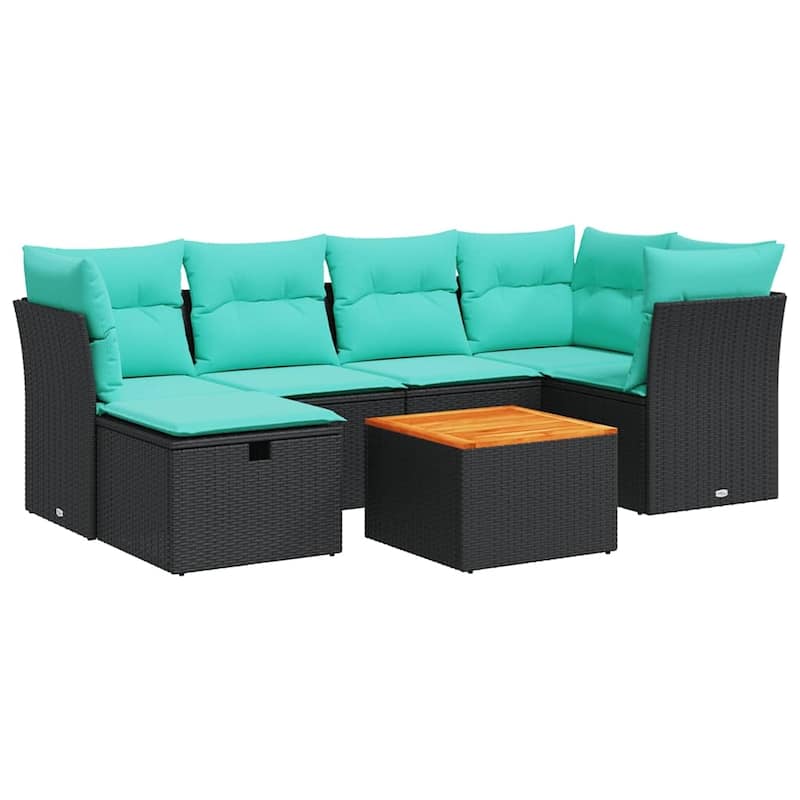 vidaXL Patio Sofa Set with Cushions Outdoor Furniture 7 Piece Poly Rattan