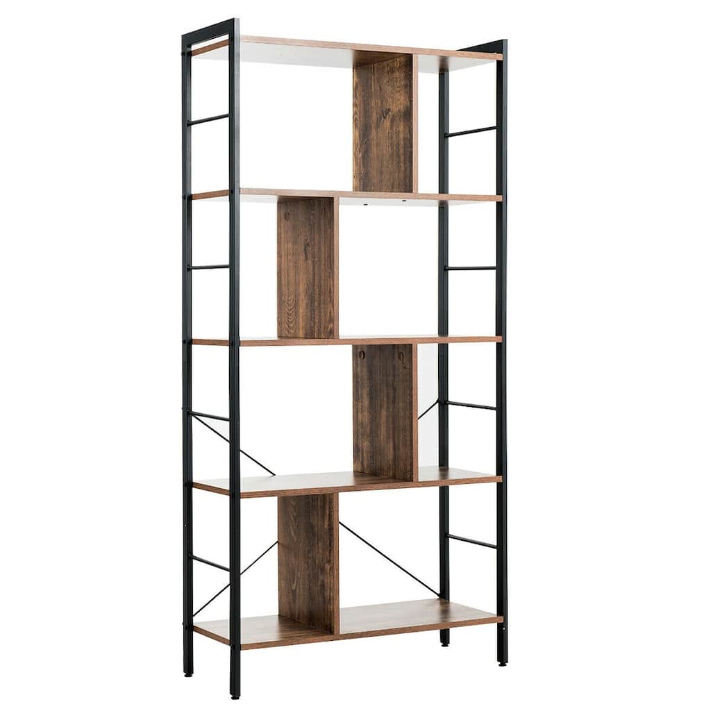 4-Tier Industrial Bookshelf Floor Standing Storage Rack Large Storage - 29" x 12" x 61" (L x W x H)
