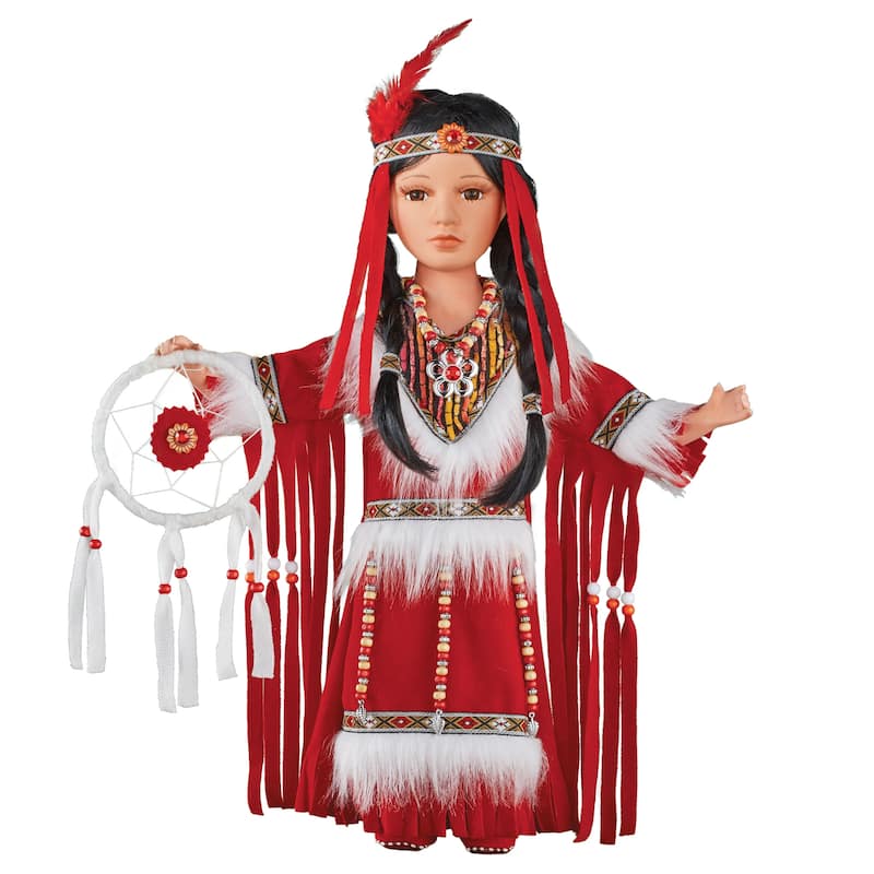 Ajei Native American Collectible Porcelain Doll, 16"H - 6.5 x 16.5 x 3.75