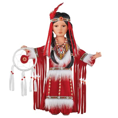 Ajei Native American Collectible Porcelain Doll, 16"H - 6.5 x 16.5 x 3.75