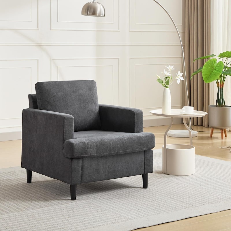 Soft & Padded Chair, Mid-Century Sofa Chair for Bedroom - Grey