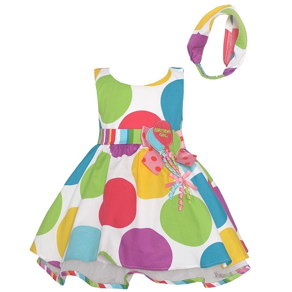 Shop Baby Girls Multi Color Polka Dots Balloon Birthday Dress 12