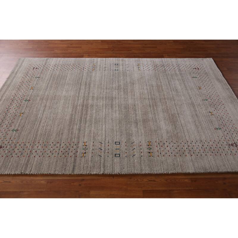 Hand Knotted Oriental 100% Wool Carpet Tribal Animal Pictorial Beige & Ivories Gabbeh Area Rug - 7' 9'' X 5' 0''